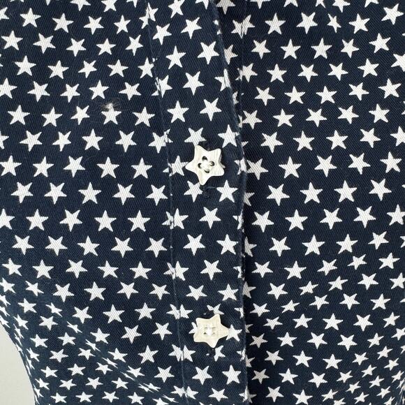 Vintage TANTRUMS Blouse Womens PM Navy with White Stars Sleeveless Patriotic - Picture 9 of 11